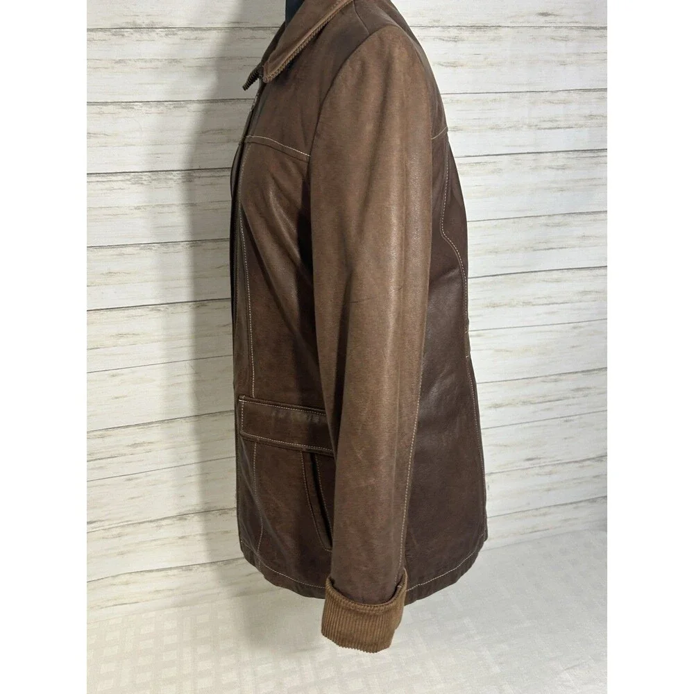 WILSONS LEATHER Size MEDIUM Womens Brown Jacket Lined Insulated motorcycle barn